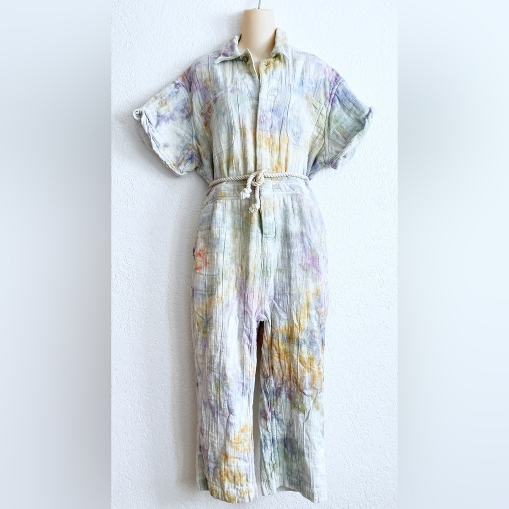 Free People Tie Dye Boiler Suit Jumpsuit MEDIUM Rope Belt Camp by Julia Wester